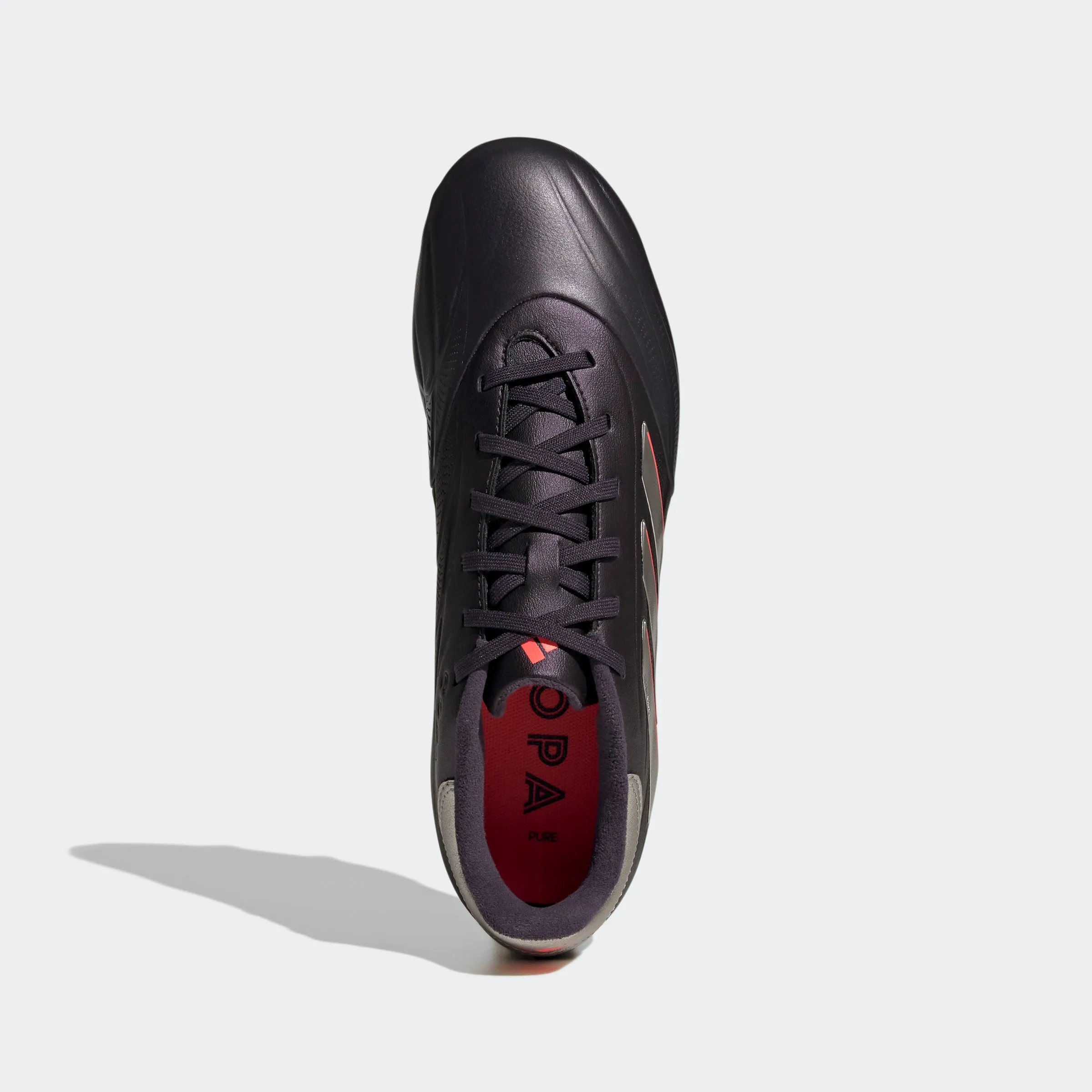 adidas Copa Pure 2 League Firm Ground Soccer Cleats | Aurora Black-Platinum Metallic-Turbo | Men's