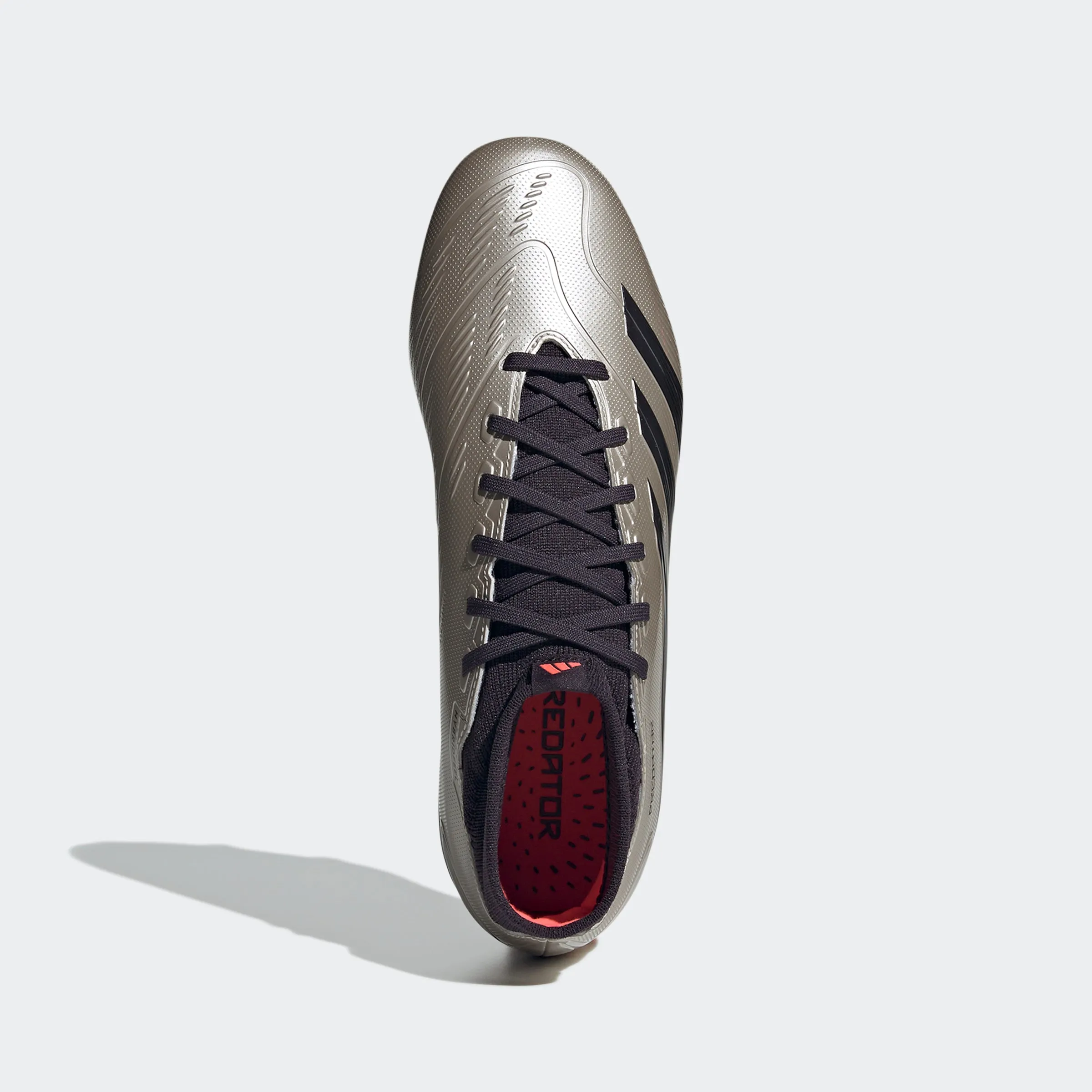 adidas Predator League Sock Firm Ground Soccer Shoes | Platinum Metallic-Aurora Black-Turbo | Men's