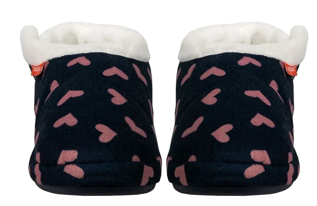 Archline Orthotic Slippers Closed – Navy with Pink Hearts (Womens)