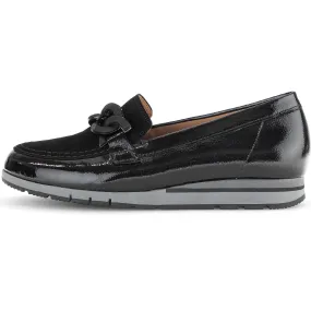 Gabor Bea 52.415.87 Ladies Black Patent Leather Slip On Loafers