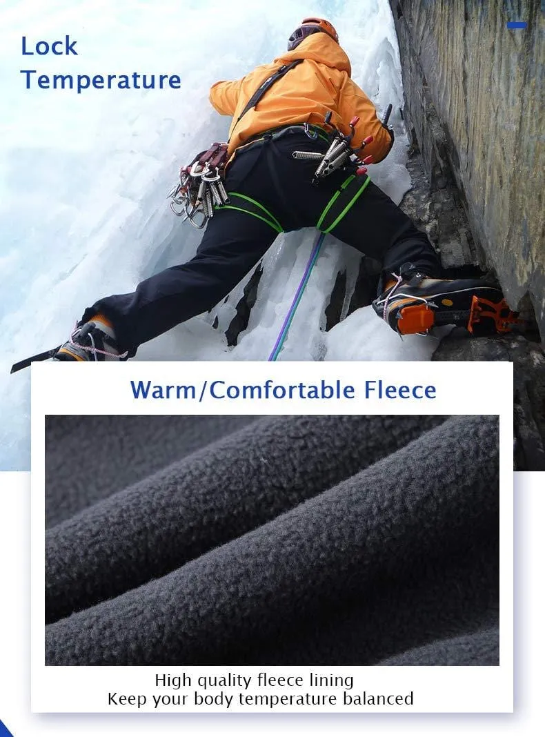 Gash Hao Mens Snow Ski Waterproof Softshell Snowboard Pants Outdoor Hiking Fleece Lined Zipper Bottom Leg (Black, 36W - 34L)