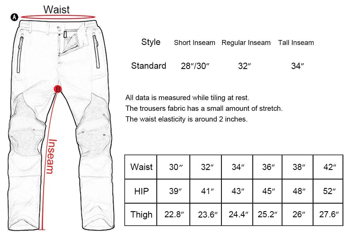 Gash Hao Mens Snow Ski Waterproof Softshell Snowboard Pants Outdoor Hiking Fleece Lined Zipper Bottom Leg (Black, 36W - 34L)
