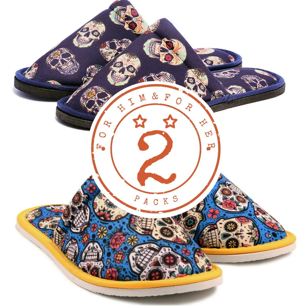 Gift Pack Big Skull For Him Mexican Skull For Her Home Slippers Kitchen Garage Bedroom Lightweight