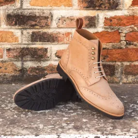 Ladies' Military Brogue-Kid Suede, Painted Calf, Brown-Wholesale