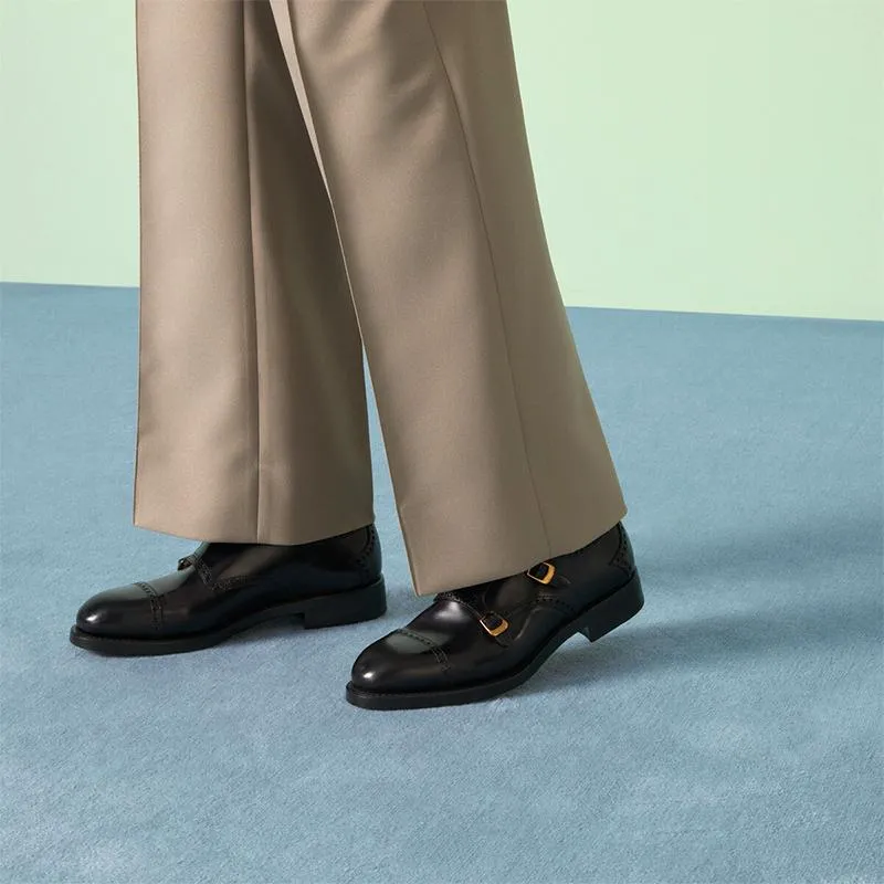 Leather Loafers with Gold Hardware