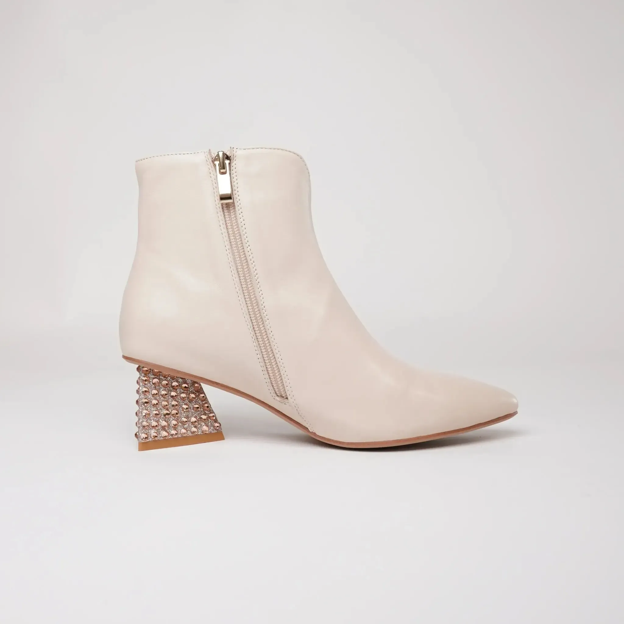 Malitta Nude Leather Ankle Boots