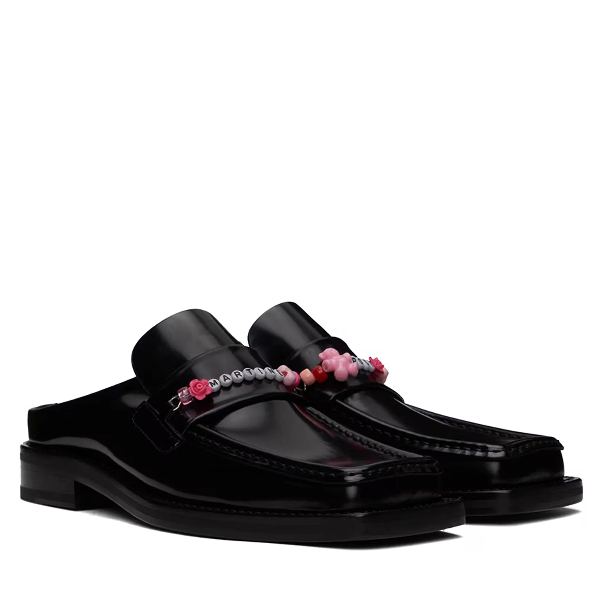 Martine Rose Black Beaded Square Toe Loafers