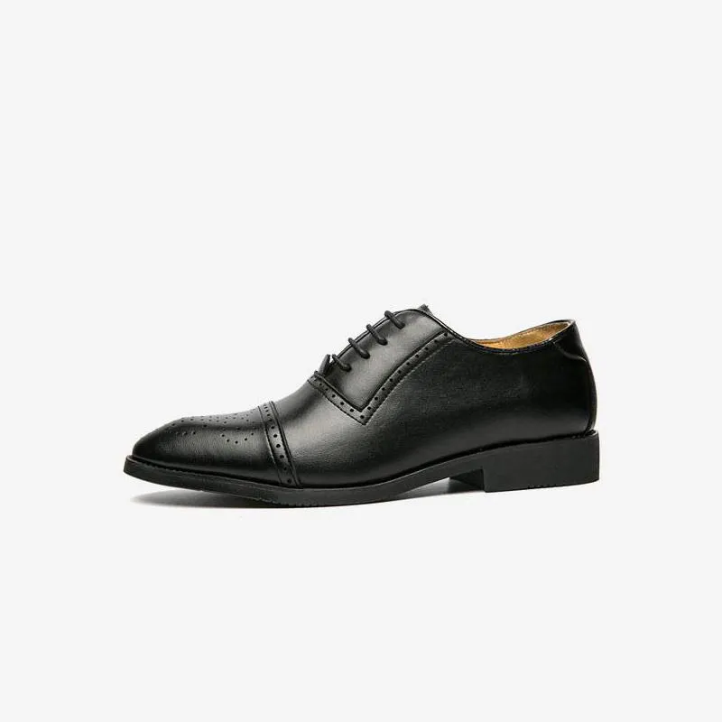 Men Formal Shoes Polished Dark Brown Leather