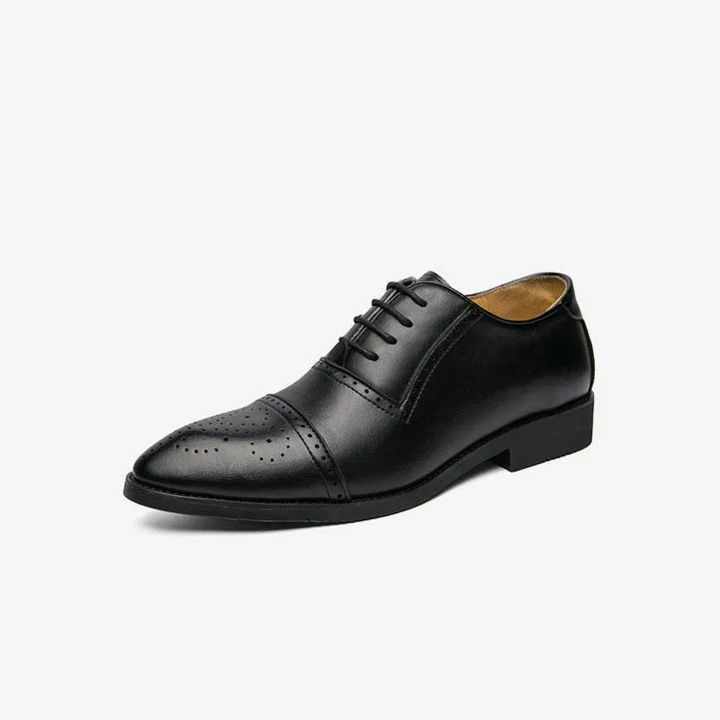 Men Formal Shoes Polished Dark Brown Leather