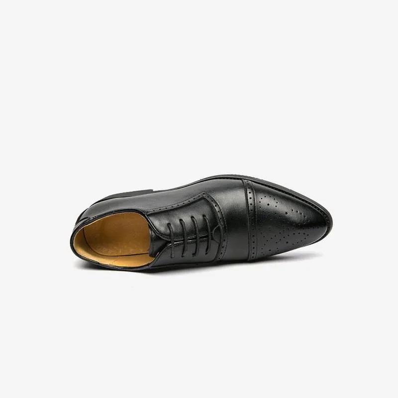 Men Formal Shoes Polished Dark Brown Leather