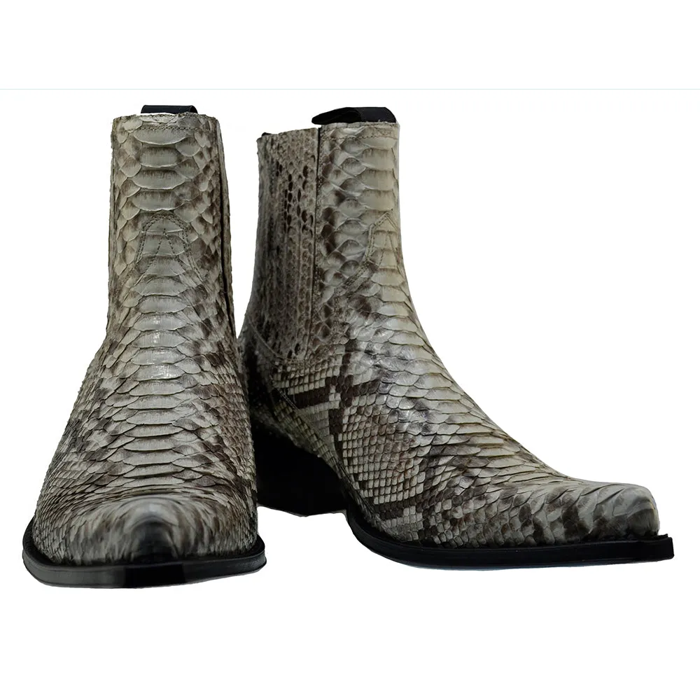 Men's Cowboy Boots Sendra 4375P Natural Python Skin Cuban Heel