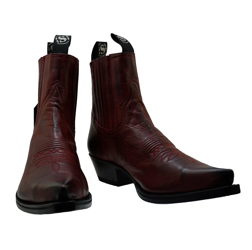 Men's Cowboy Boots Sendra 6479 Red Leather Cuban Heel