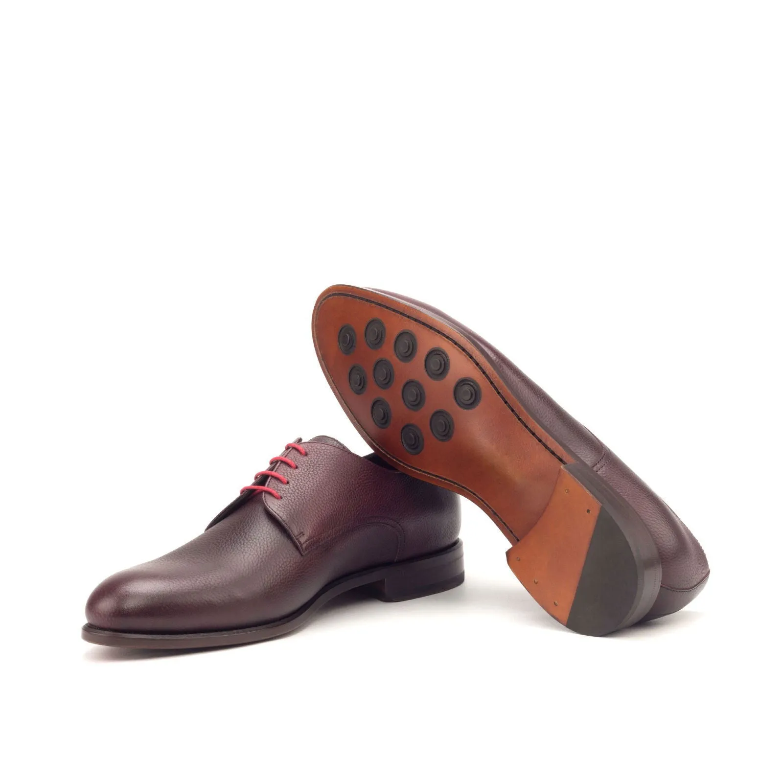 Men's Derby Leather Shoes Wide Plus Size Burgundy 2950