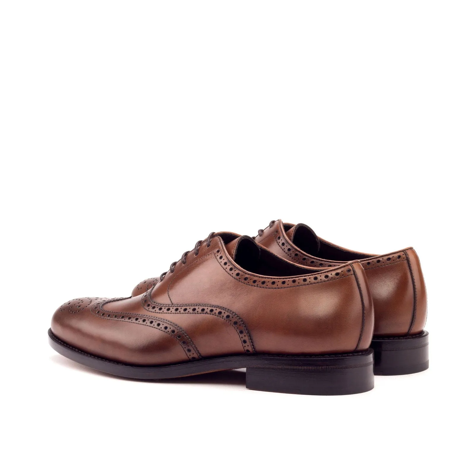 Men's Full Brogue Leather Shoes Goodyear Welt Wide Plus Size Brown 3293