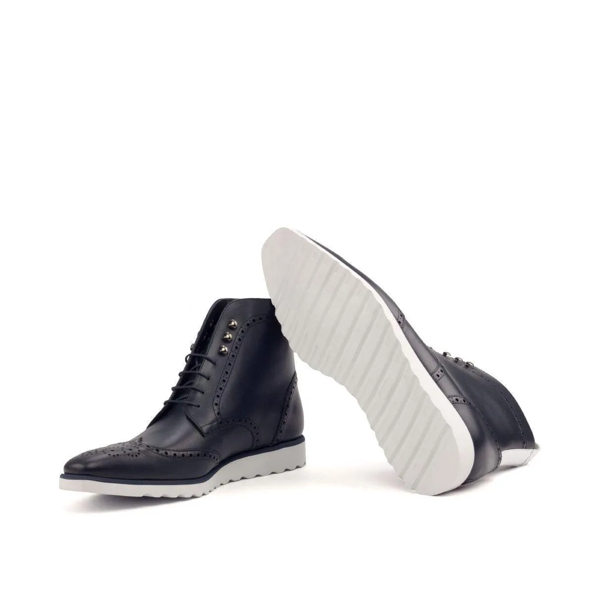 Military Brogue-Box Calf, White, Blue-Wholesale