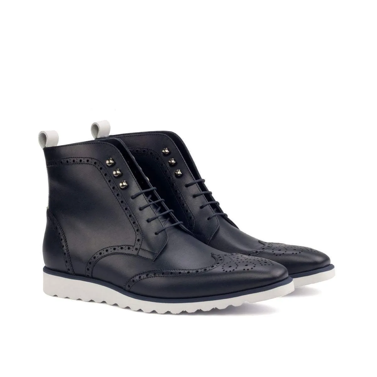 Military Brogue-Box Calf, White, Blue-Wholesale
