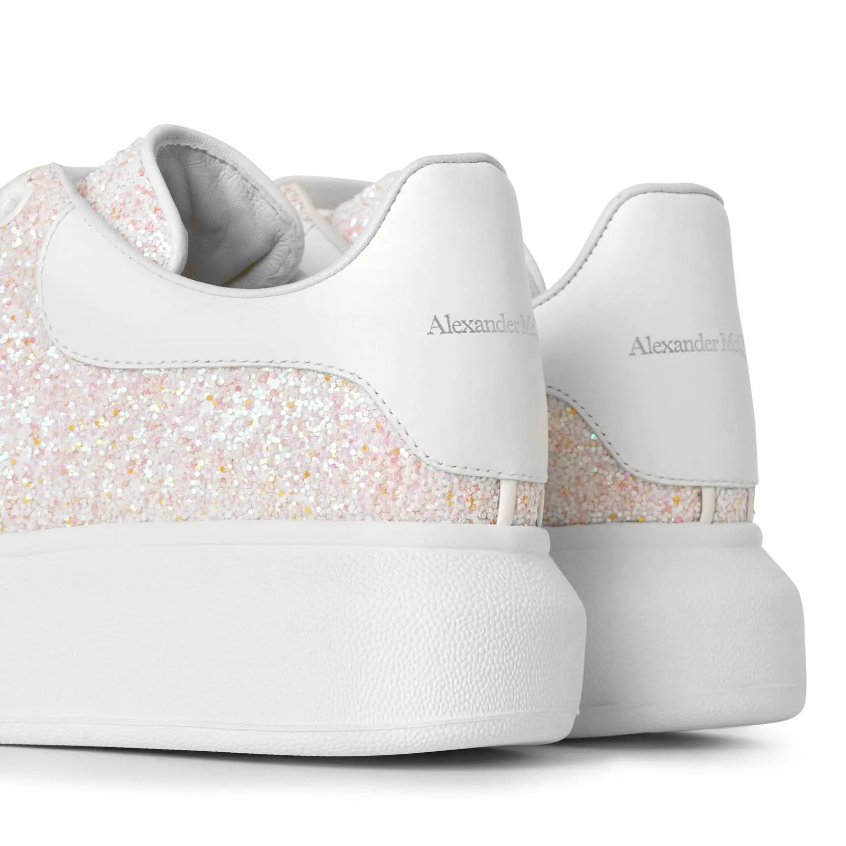White glitter classic leather sneakers
