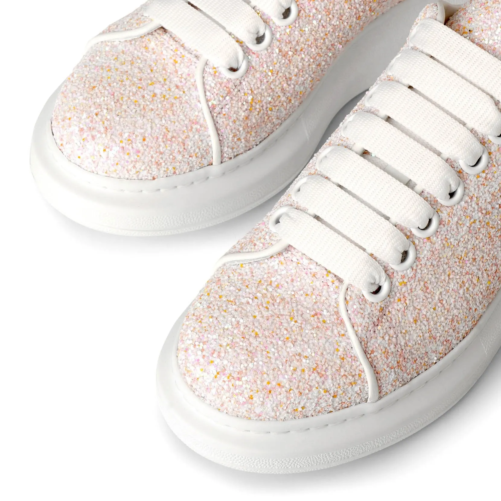 White glitter classic leather sneakers
