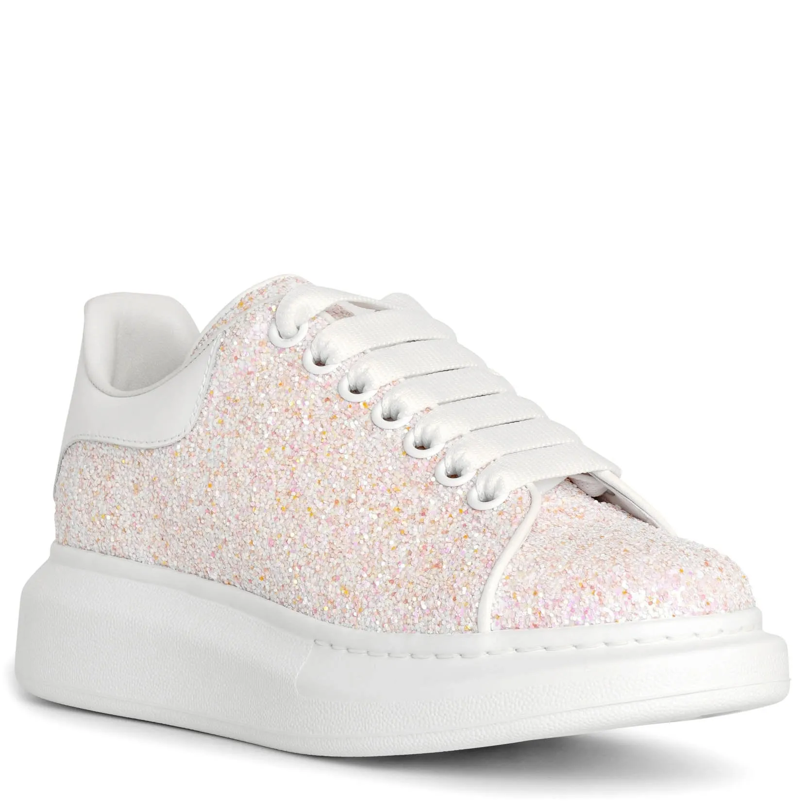 White glitter classic leather sneakers