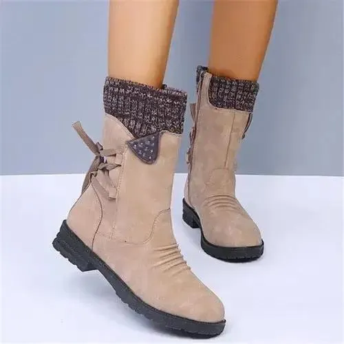 Women Mid-Calf Boots Warm Boots Low-heeled Shoes