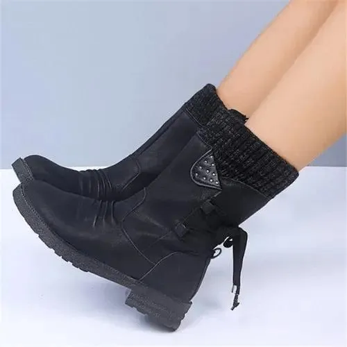 Women Mid-Calf Boots Warm Boots Low-heeled Shoes
