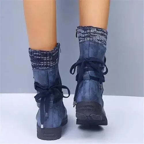 Women Mid-Calf Boots Warm Boots Low-heeled Shoes
